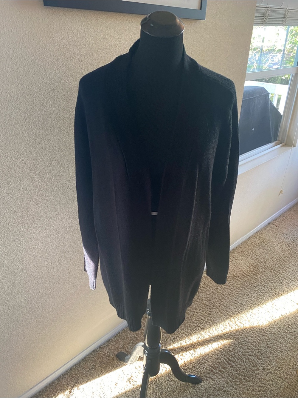 Karen ScottBlack Open-Front Women's Sweater Cardigan